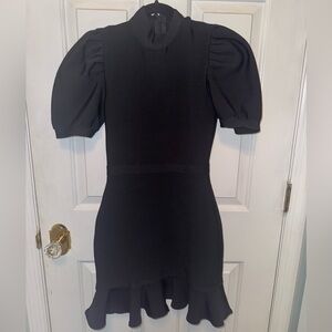 Lulu's Black Puff Sleeve Mini Dress